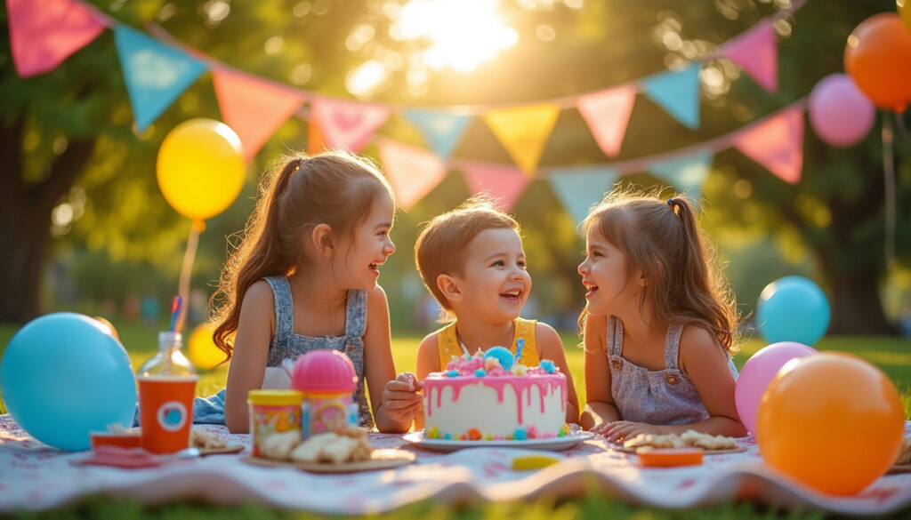 à préparer pour une fête pour enfants organisée dans un parc