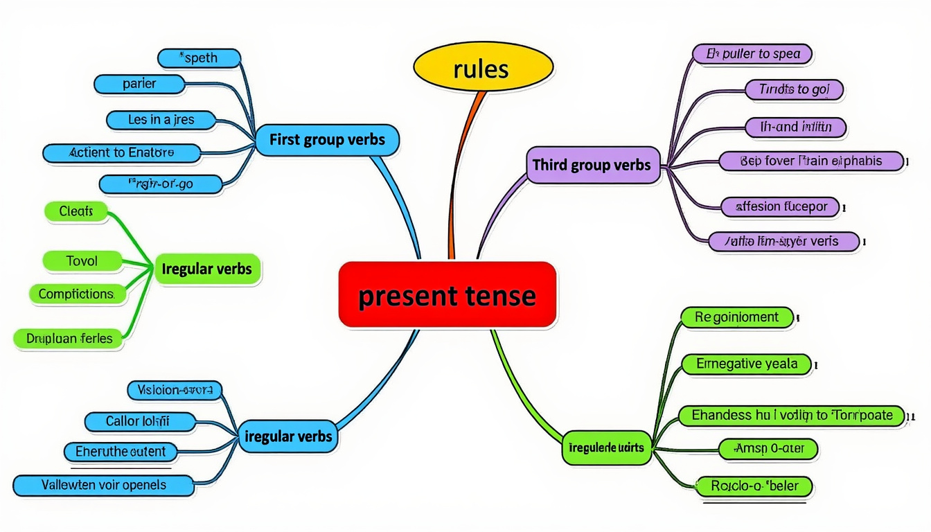 découvrez une carte mentale claire et visuelle pour maîtriser le présent de l'indicatif en français. comprenez facilement les règles de conjugaison grâce à cet outil pédagogique complet.