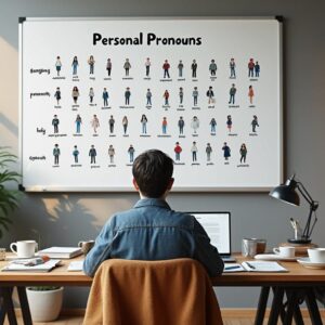 simplifiez vos révisions avec notre tableau illustré des pronoms personnels, conçu pour faciliter la mémorisation et l'apprentissage rapide.