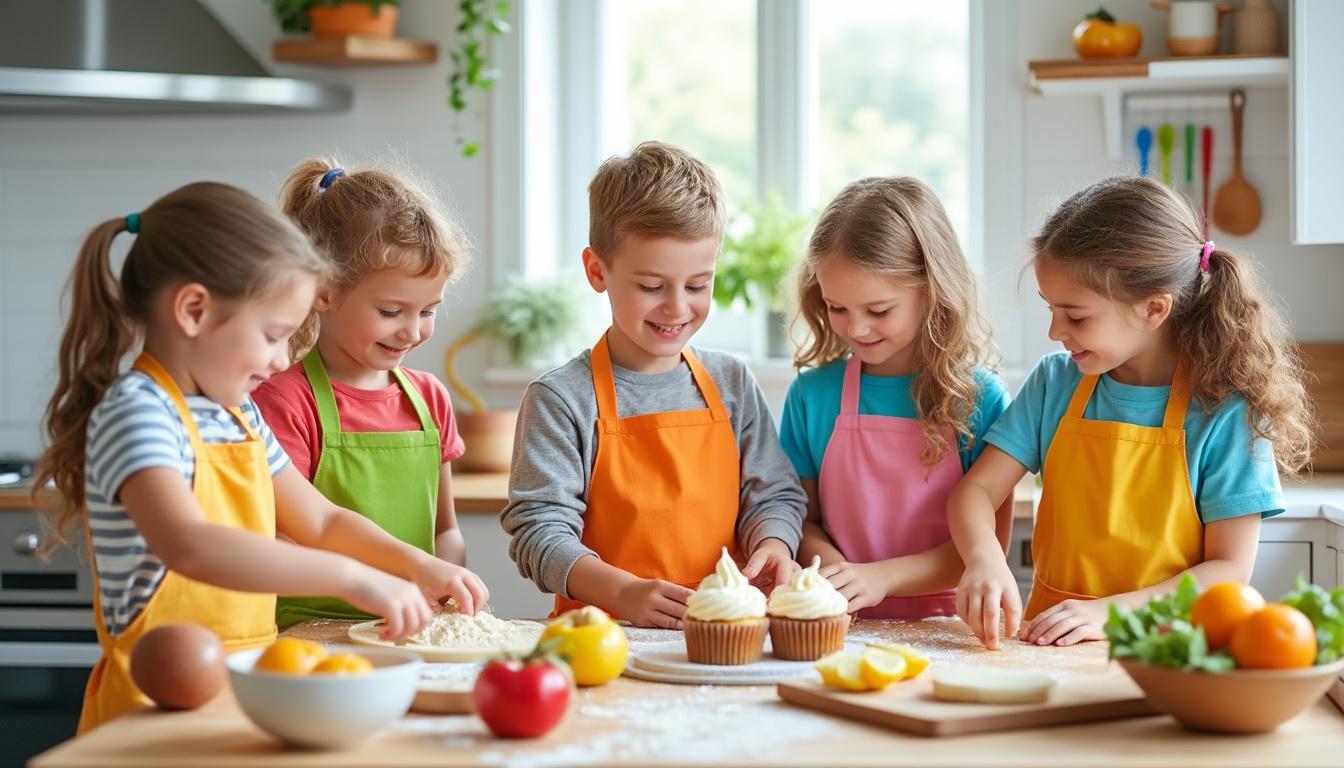découvrez l'atelier cuisine pour enfants, une activité ludique qui stimule leur créativité tout en s'amusant autour de recettes simples et gourmandes.