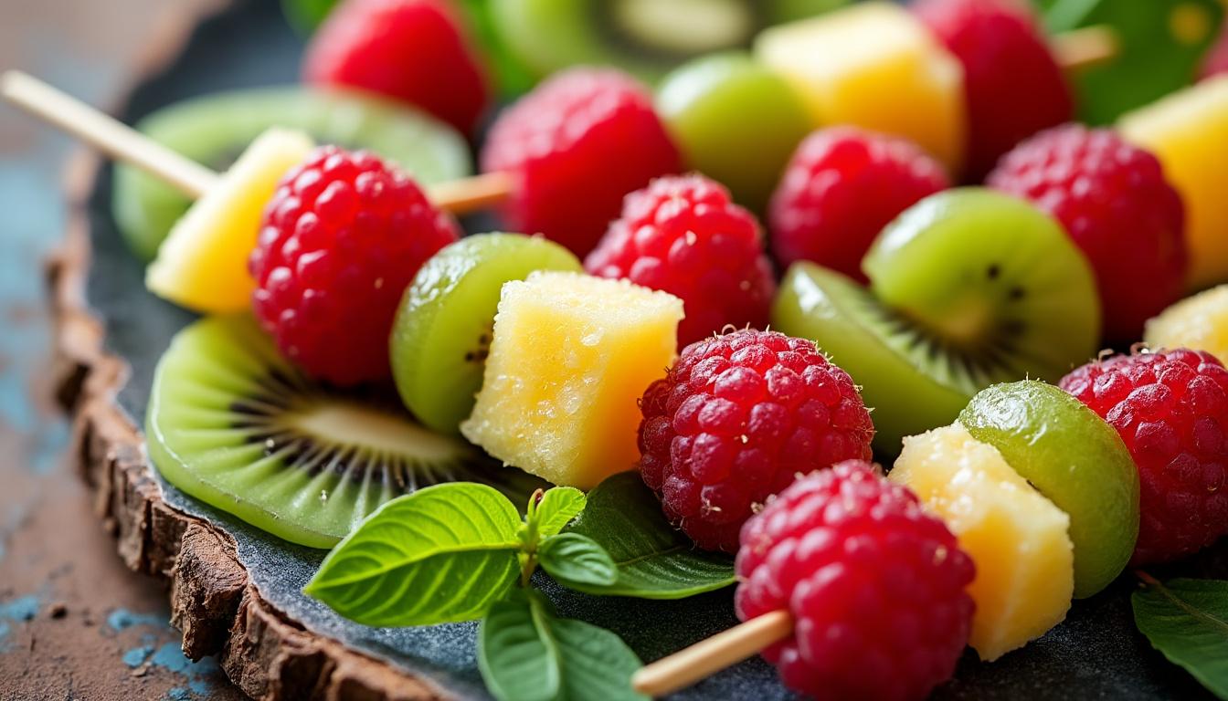 découvrez nos recettes de brochettes de fruits aux saveurs exotiques, parfaites pour des encas frais et délicieux à partager en toutes occasions.