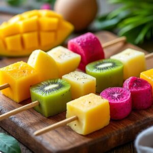 découvrez nos recettes de brochettes de fruits aux saveurs exotiques, parfaites pour un snack frais et original à partager en famille ou entre amis.
