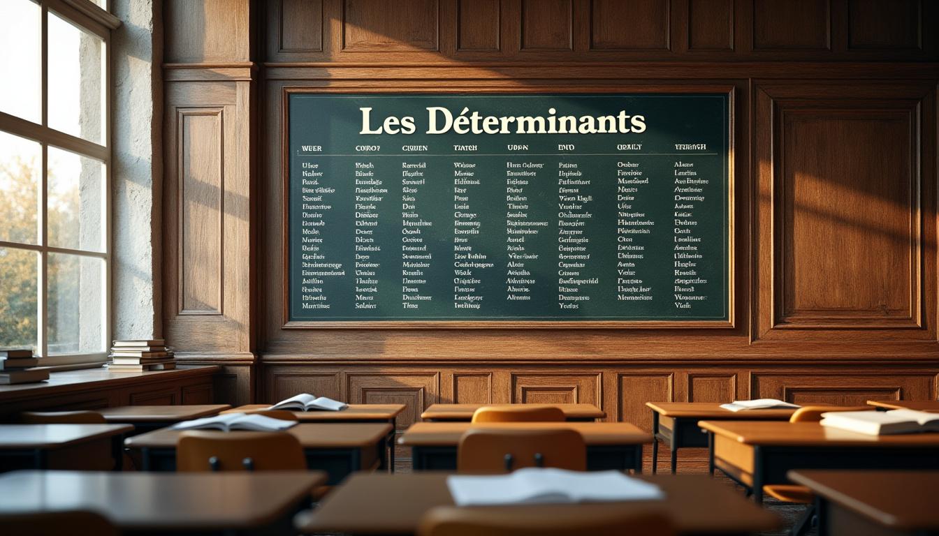 découvrez un tableau complet des déterminants, l'outil indispensable pour maîtriser les bases du français et améliorer votre apprentissage linguistique.