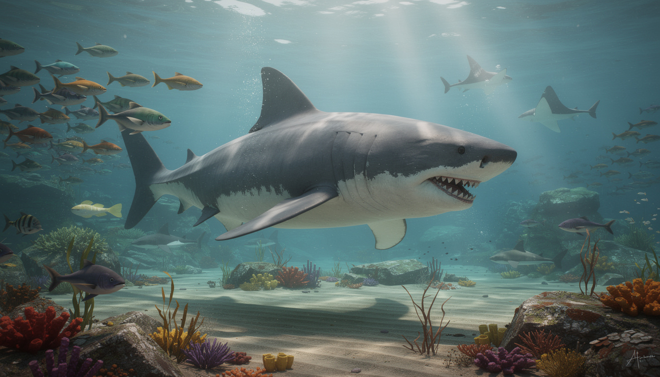 plongez dans l'univers captivant du coloriage avec le requin megalodon, un géant préhistorique à personnaliser pour petits et grands passionnés.